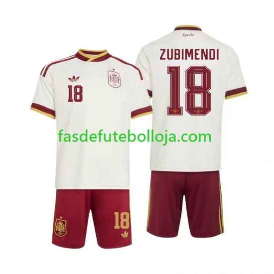 Camisola 2º Equipamento Seleção Espanhola Martin Zubimendi 18 World Cup 2026 Manga Curta ,Criança