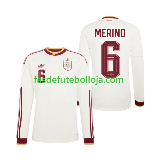 Camisola 2º Equipamento Seleção Espanhola Mikel Merino 6 World Cup 2026 Manga Comprida ,Homem