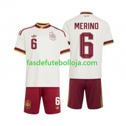 Camisola 2º Equipamento Seleção Espanhola Mikel Merino 6 World Cup 2026 Manga Curta ,Criança