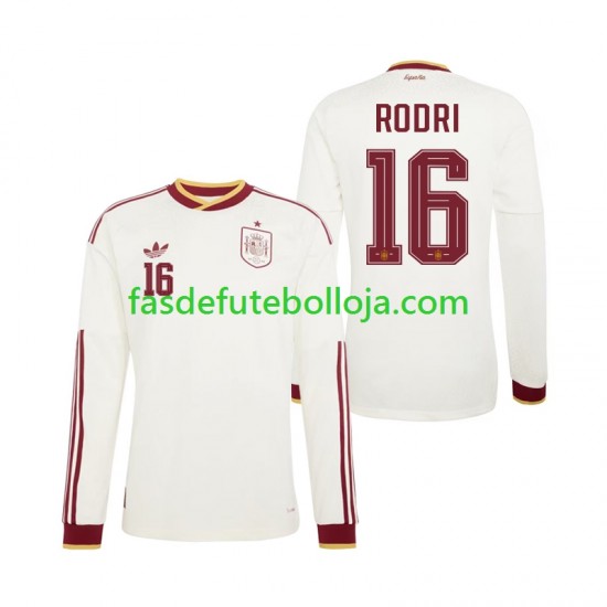Camisola 2º Equipamento Seleção Espanhola Rodri 16 World Cup 2026 Manga Comprida ,Homem