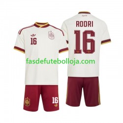 Camisola 2º Equipamento Seleção Espanhola Rodri 16 World Cup 2026 Manga Curta ,Criança