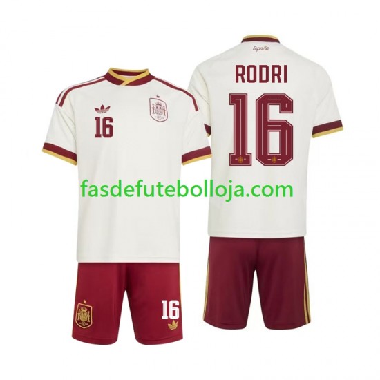 Camisola 2º Equipamento Seleção Espanhola Rodri 16 World Cup 2026 Manga Curta ,Criança Camisola 2º Equipamento Seleção Espanhola Rodri 16 World Cup 2026 Manga Curta ,Criança