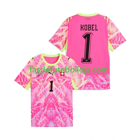 Camisola Guarda-redes 2º Equipamento Seleção Suíça Gregor Kobel 1 World Cup 2026 Manga Curta ,Homem