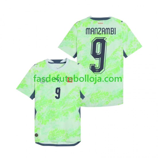 Camisola 2º Equipamento Seleção Suíça Johan Manzambi 9 World Cup 2026 Manga Curta ,Homem