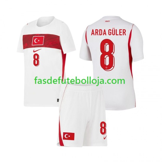 Camisola 2º Equipamento Seleção Turca Arda Guler 8 World Cup 2026 Manga Curta ,Criança