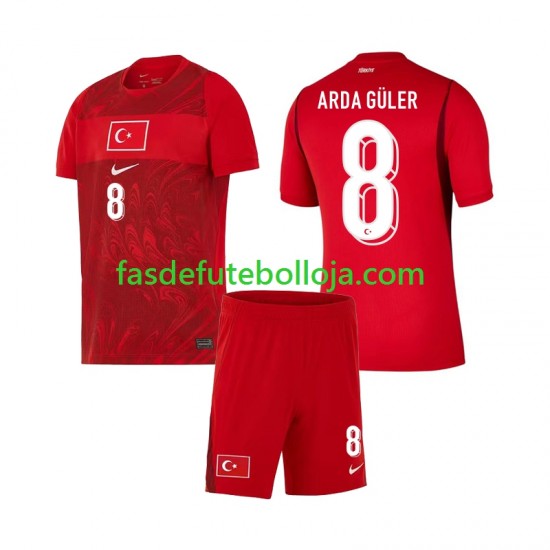 Camisola 1º Equipamento Seleção Turca Arda Guler 8 World Cup 2026 Manga Curta ,Criança