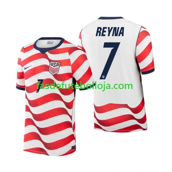 Camisola 1º Equipamento Seleção Estados Unidos Giovanni Reyna 7 World Cup 2026 Manga Curta ,Homem