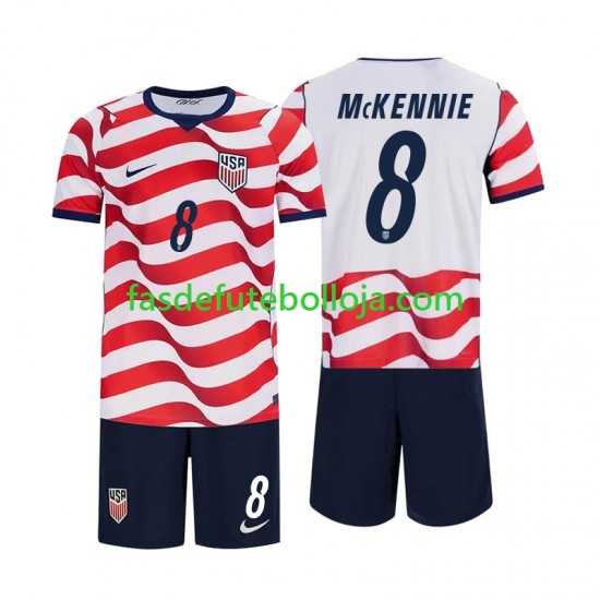 Camisola 1º Equipamento Seleção Estados Unidos Weston McKennie 8 World Cup 2026 Manga Curta ,Criança