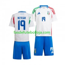 Camisola 2º Equipamento Seleção Italiana Mateo Retegui 19 2024 Manga Curta ,Criança