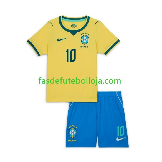 Camisola 1º Equipamento Seleção Brasileira Vinicius Junior 10 World Cup 2026 Manga Curta ,Criança