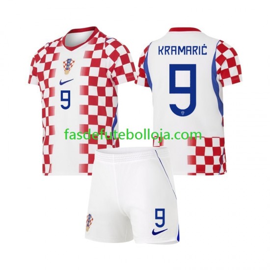 Camisola 1º Equipamento Seleção Croata Andrej Kramaric 9 World Cup 2026 Manga Curta ,Criança