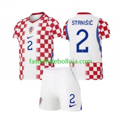 Camisola 1º Equipamento Seleção Croata Josip Stanisic 2 World Cup 2026 Manga Curta ,Criança