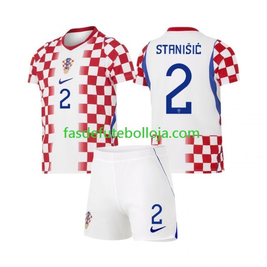 Camisola 1º Equipamento Seleção Croata Josip Stanisic 2 World Cup 2026 Manga Curta ,Criança