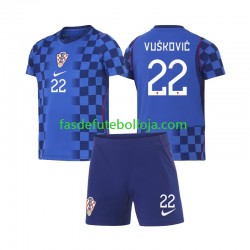 Camisola 2º Equipamento Seleção Croata Luka Vuskovic 22 World Cup 2026 Manga Curta ,Criança