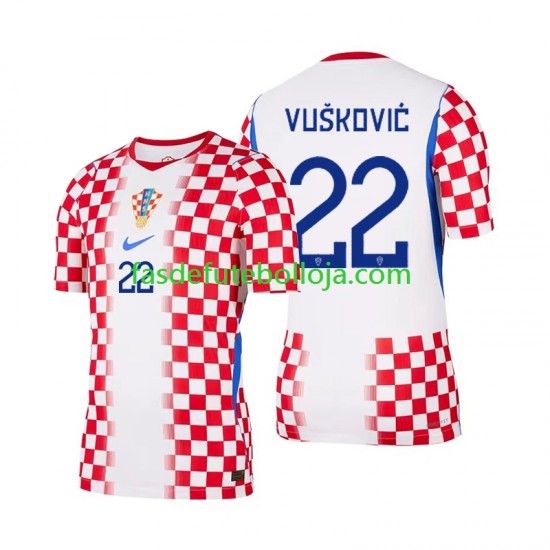 Camisola 1º Equipamento Seleção Croata Luka Vuskovic 22 World Cup 2026 Manga Curta ,Homem