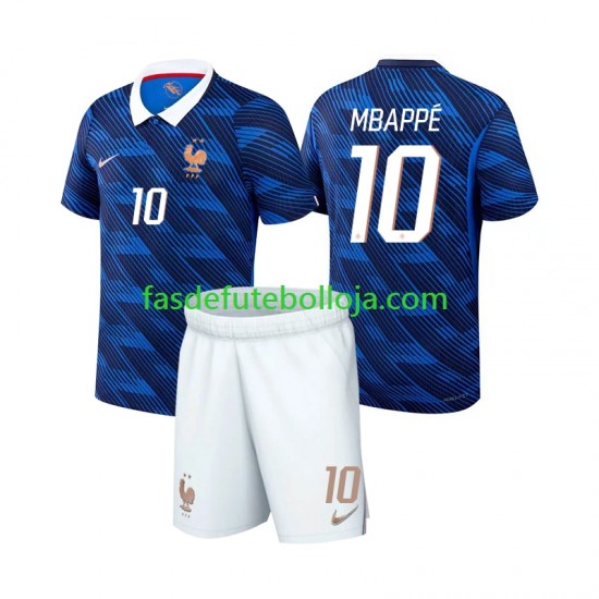 Camisola 1º Equipamento Seleção Francesa Mbappé Kylian 10 World Cup 2026 Manga Curta ,Criança