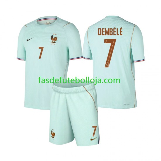 Camisola 2º Equipamento Seleção Francesa Ousmane Dembele 7 World Cup 2026 Manga Curta ,Criança