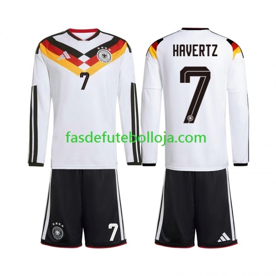 Camisola 1º Equipamento Seleção Alemã Kai Havertz 7 World Cup 2026 Manga Comprida ,Criança