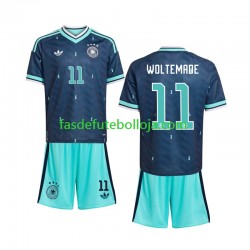 Camisola 2º Equipamento Seleção Alemã Nick Woltemade 11 World Cup 2026 Manga Curta ,Criança