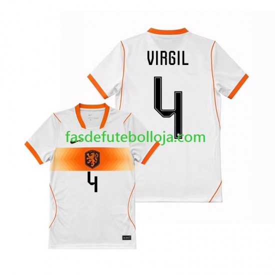 Camisola 2º Equipamento Seleção Neerlandesa Virgil van Dijk 4 World Cup 2026 Manga Curta ,Homem
