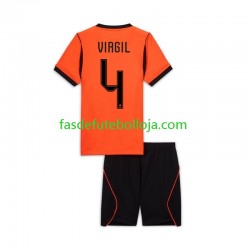 Camisola 1º Equipamento Seleção Neerlandesa Virgil van Dijk 4 World Cup 2026 Manga Curta ,Criança