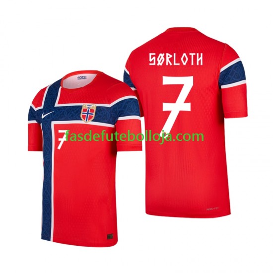 Camisola 1º Equipamento Seleção Norueguesa Alexander Sorloth 7 World Cup 2026 Manga Curta ,Homem