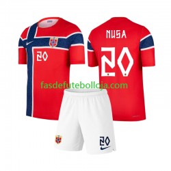 Camisola 1º Equipamento Seleção Norueguesa Antonio Nusa 20 World Cup 2026 Manga Curta ,Criança