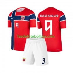 Camisola 1º Equipamento Seleção Norueguesa Erling Haaland 9 World Cup 2026 Manga Curta ,Criança