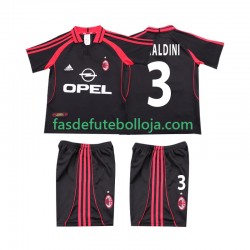 Camisola 3º Equipamento AC Milan MALDINI 3 2000 2001 Manga Curta Retro ,Criança