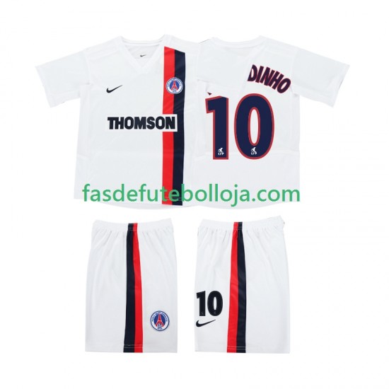 Camisola 2º Equipamento AC Milan RONALDINHO 10 2003 2002 Manga Curta Retro ,Criança