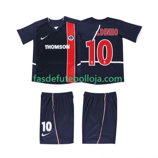Camisola 1º Equipamento AC Milan RONALDINHO 10 2003 2002 Manga Curta Retro ,Criança