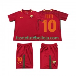 Camisola 1º Equipamento AS Roma Totti 10 2017-2018 Manga Curta Retro ,Criança