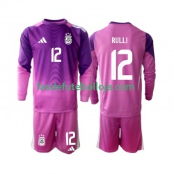 Camisola Guarda-redes 1º Equipamento Seleção Argentina Geronimo Rulli 12 2025 Manga Comprida ,Criança