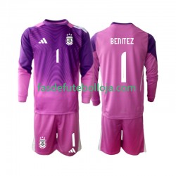 Camisola Guarda-redes 1º Equipamento Seleção Argentina Walter Daniel Benitez 1 2025 Manga Comprida ,Criança