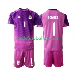 Camisola Guarda-redes 1º Equipamento Seleção Argentina Walter Daniel Benitez 1 2025 Manga Curta ,Criança