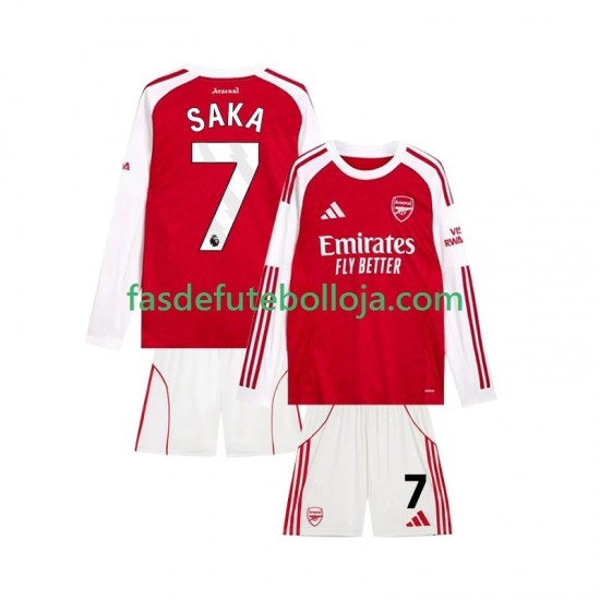 Camisola 1º Equipamento Arsenal Bukayo Saka 7 2025-2026 Manga Comprida ,Criança