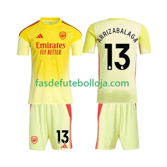 Camisola Guarda-redes 1º Equipamento Arsenal Kepa Arrizabalaga 13 2025-2026 Manga Curta ,Criança