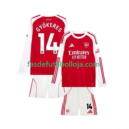 Camisola 1º Equipamento Arsenal Viktor Gyokeres 14 2025-2026 Manga Comprida ,Criança