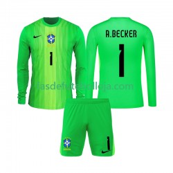Camisola Guarda-redes 1º Equipamento Seleção Brasileira Alisson Becker 1 2026 Manga Comprida ,Criança