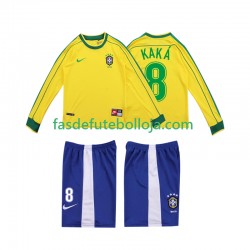 Camisola 1º Equipamento Seleção Brasileira KAKA 8 1998 Manga Comprida Retro ,Criança