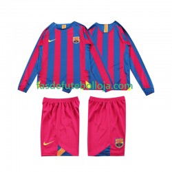 Camisola 1º Equipamento FC Barcelona 2005 2006 Manga Comprida Retro ,Criança