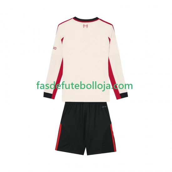 Camisola 2º Equipamento Liverpool 2025-2026 Manga Comprida ,Criança