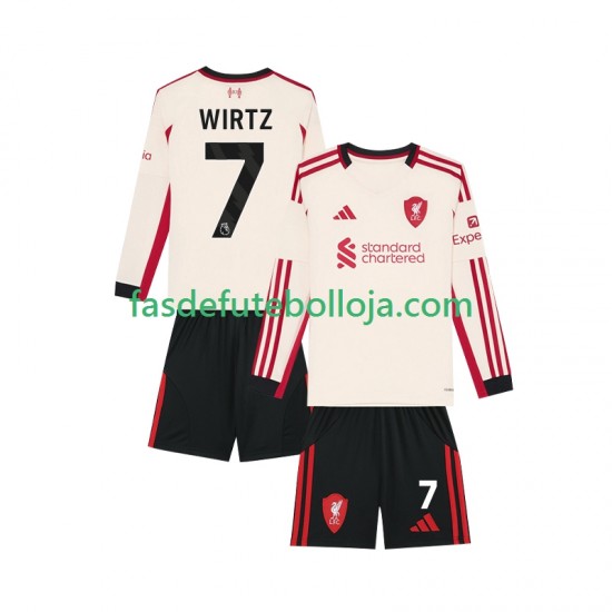 Camisola 2º Equipamento Liverpool Florian Wirtz 7 2025-2026 Manga Comprida ,Criança