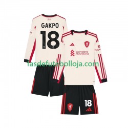 Camisola 2º Equipamento Liverpool Gakpo 18 2025-2026 Manga Comprida ,Criança