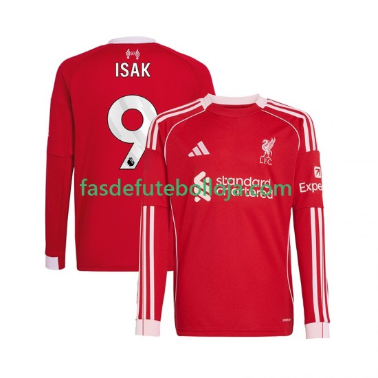 Camisola 1º Equipamento Liverpool ISAK 9 2025-2026 Manga Comprida ,Homem