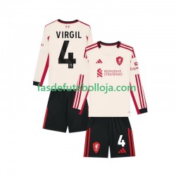 Camisola 2º Equipamento Liverpool Virgil van Dijk 4 2025-2026 Manga Comprida ,Criança