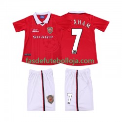Camisola 1º Equipamento Manchester United BECKHAM 7 2000 1999 Manga Curta Retro ,Criança