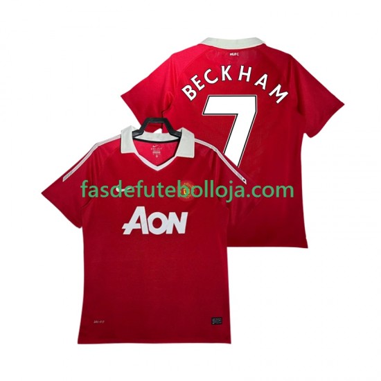 Camisola 1º Equipamento Manchester United BECKHAM 7 2011 2010 Manga Curta Retro ,Homem