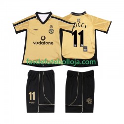 3º Equipamento Manchester United GIGGS 11 Anniversary Football Shirt 2001 2002 Manga Curta ,Criança