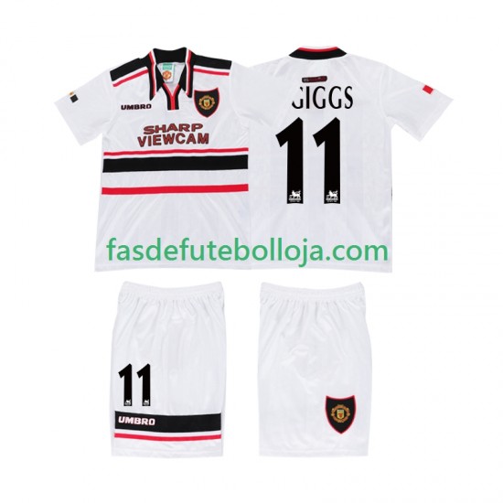 Camisola 2º Equipamento Manchester United GIGGS 11 1998 Manga Curta Retro ,Criança